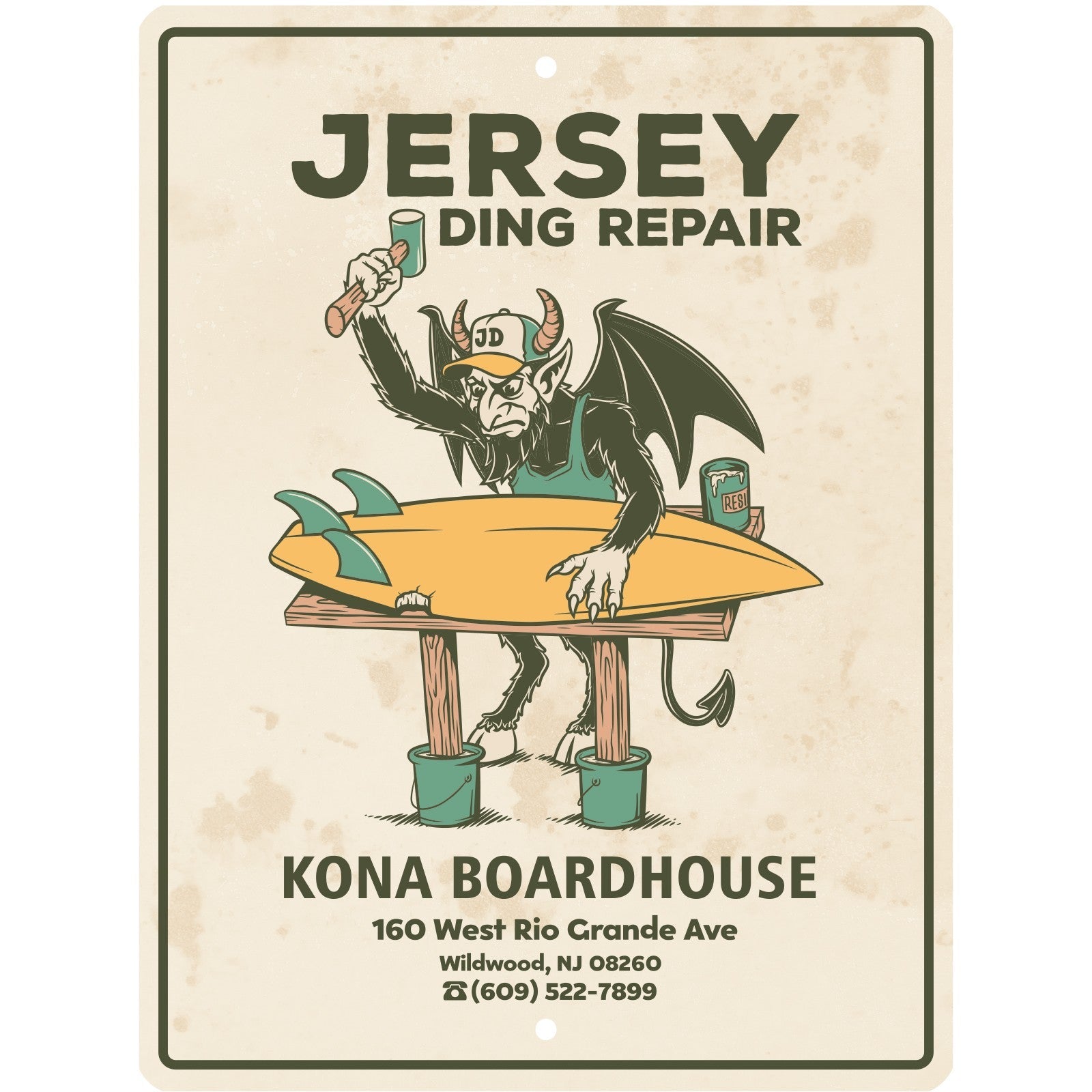 Jersey Ding Repair Tin Sign