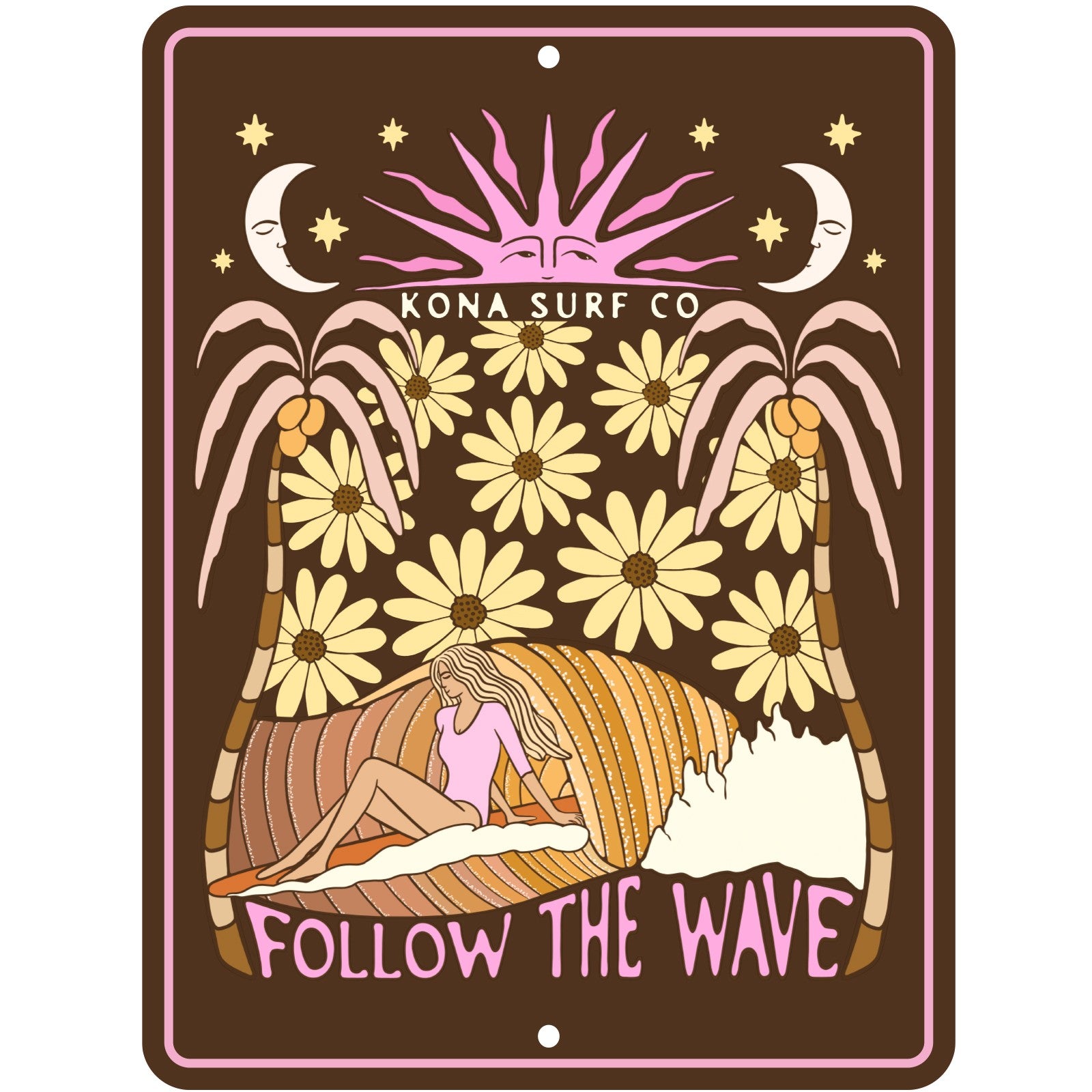 Moonlight Surfer Tin Sign