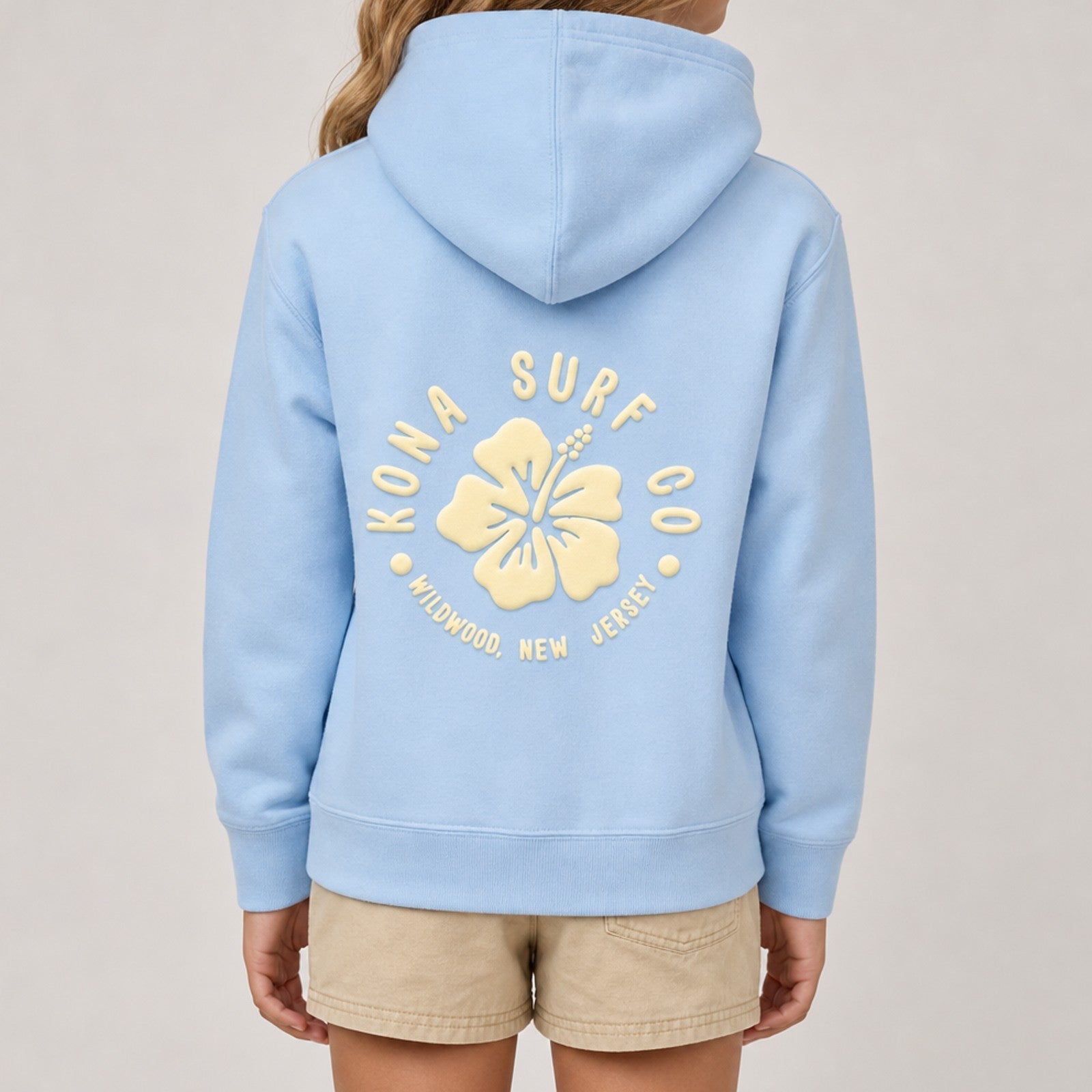 Hibiscus Puff Girls Pullover Hoodie
