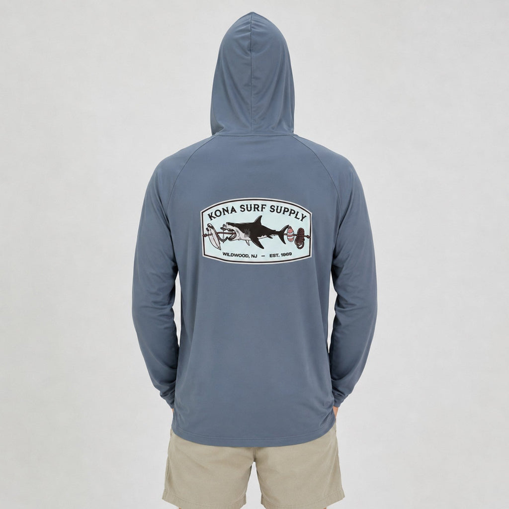 Shark-Kabob Hooded Mens UV Sun Protection LS Shirt