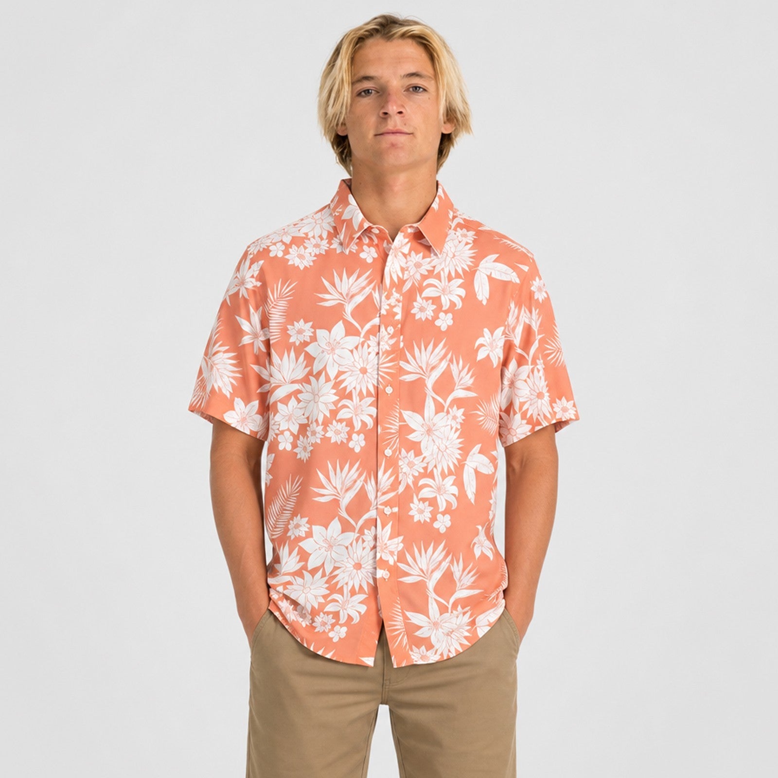 Floral Pattern Mens SS Woven