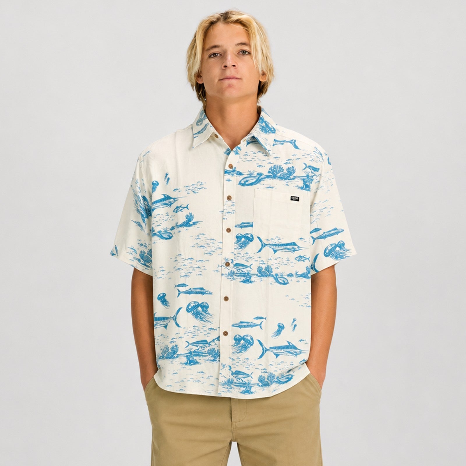 Ocean Lines Mens SS Woven