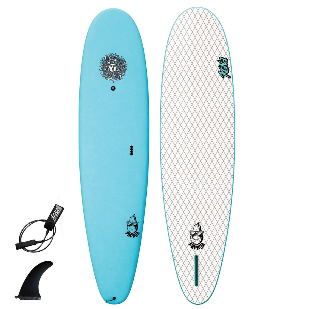 Papaya - Soft Top Foam Surfboard - Includes Leash and Fins