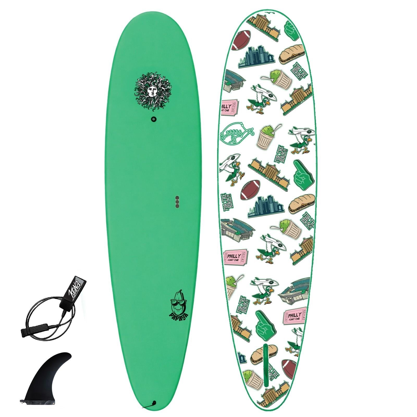 Papaya - Soft Top Foam Surfboard - Includes Leash and Fins