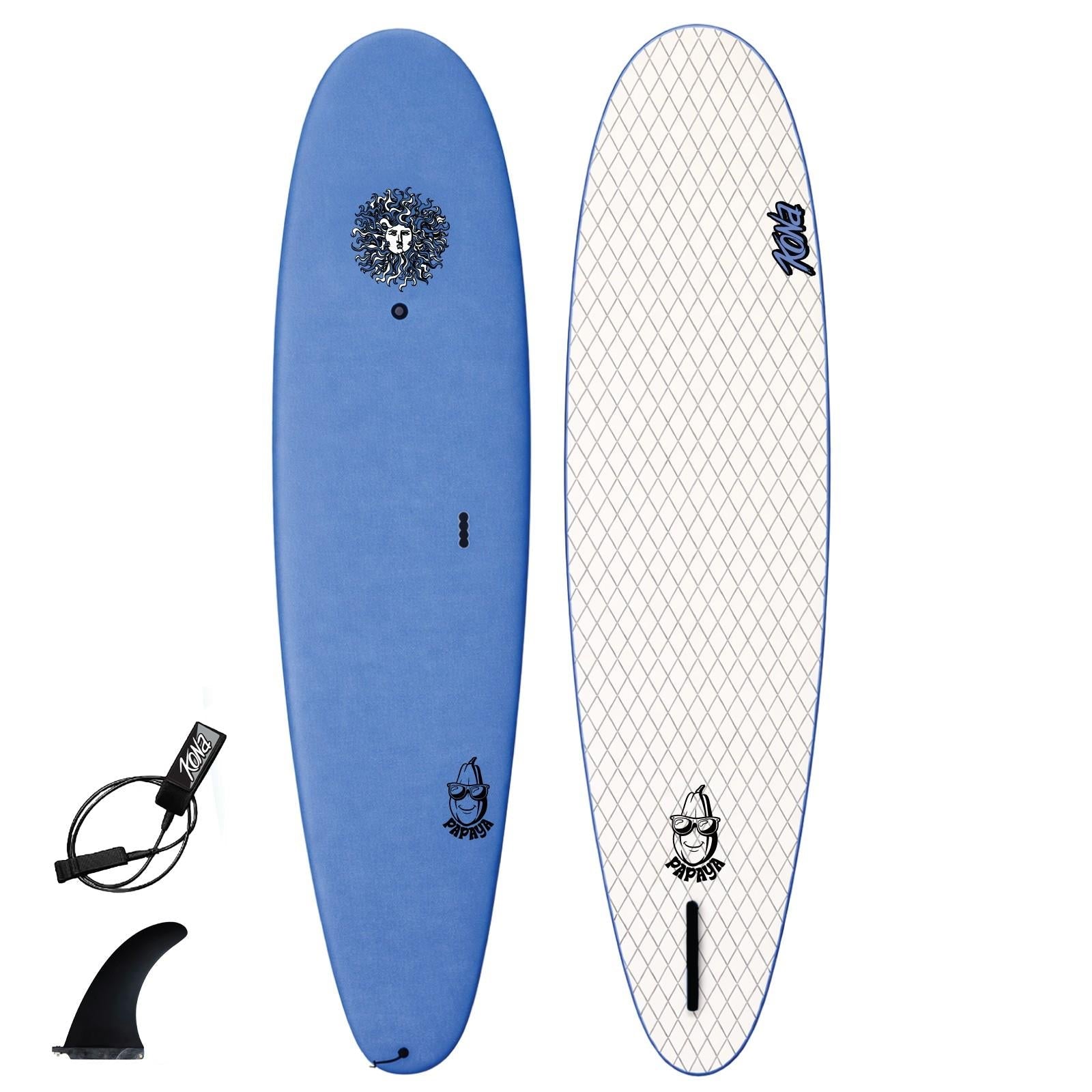 Papaya - Soft Top Foam Surfboard - Includes Leash and Fins