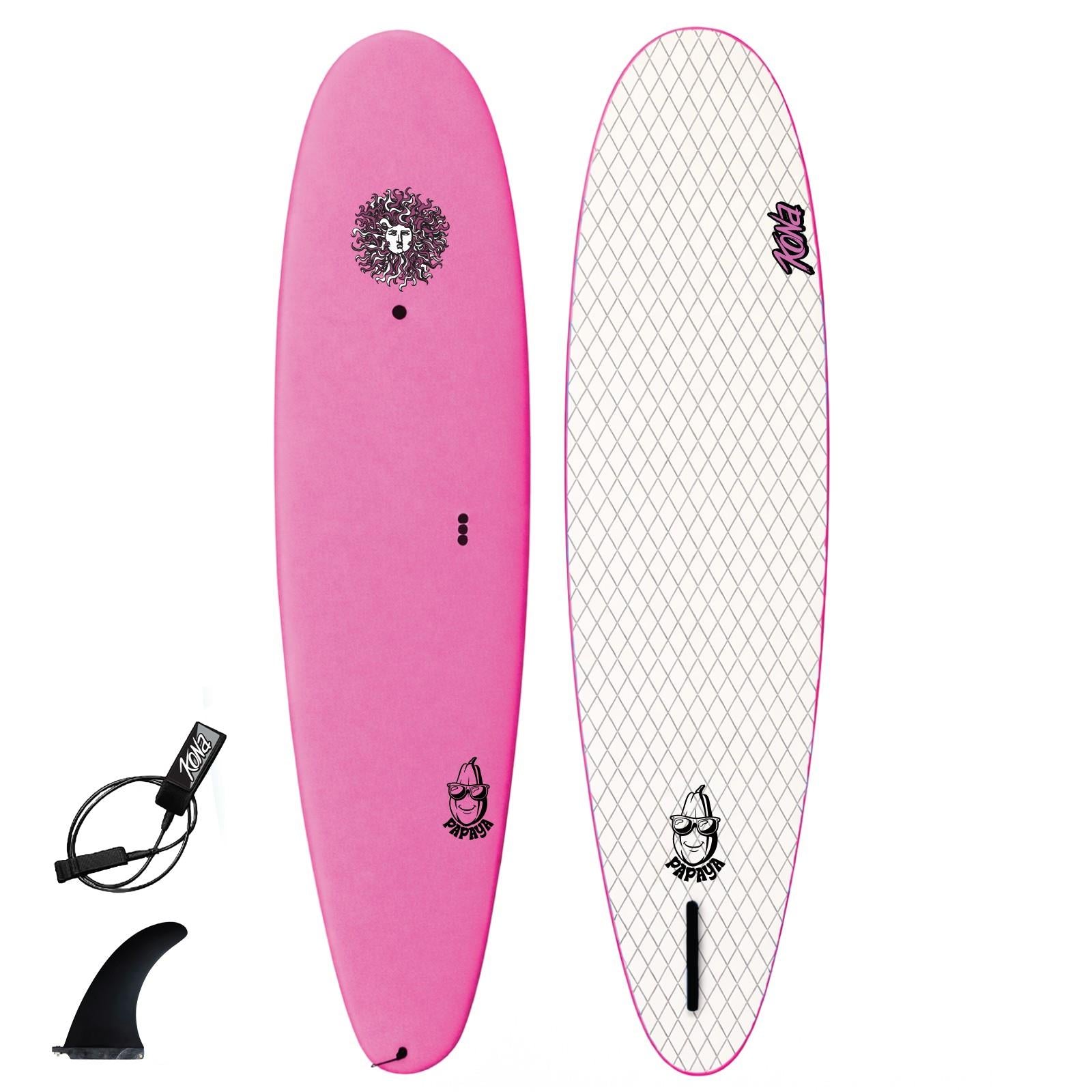 Papaya - Soft Top Foam Surfboard - Includes Leash and Fins