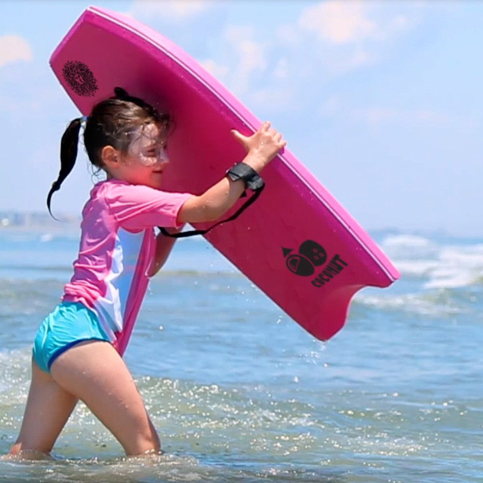 Coconut Foam Bodyboard for Adult and Kid Riders with Leash