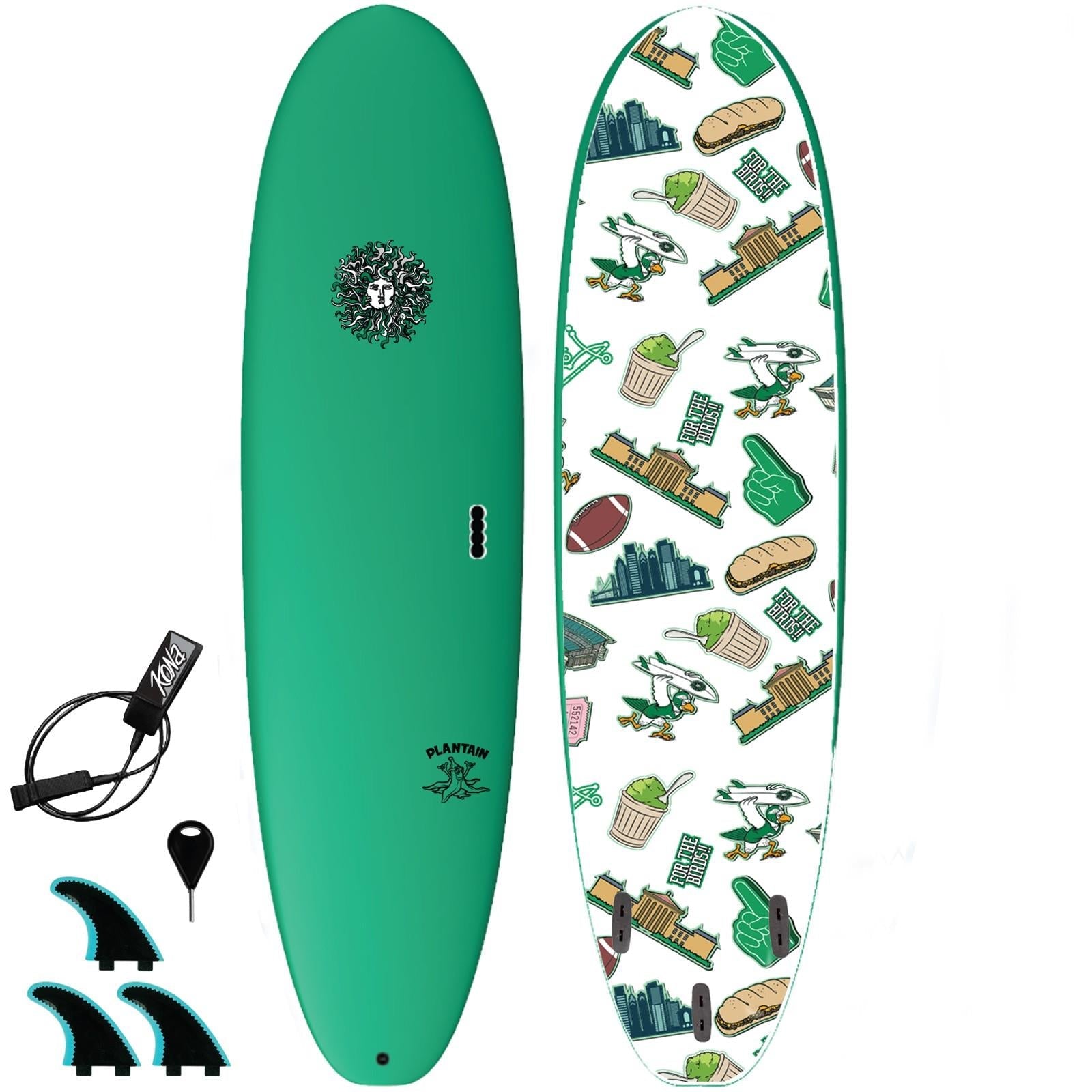 Plantain - Soft Top Foam Surfboard - Includes Leash and Fins