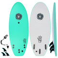 4-4 4ft 4in Bodyboard - Soft Top Short Foam Surfboard for Beginners and Kids - Includes Leash and Fins