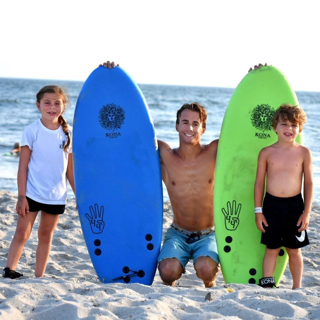 4-4 4ft 4in Bodyboard - Soft Top Short Foam Surfboard for Beginners and Kids - Includes Leash and Fins