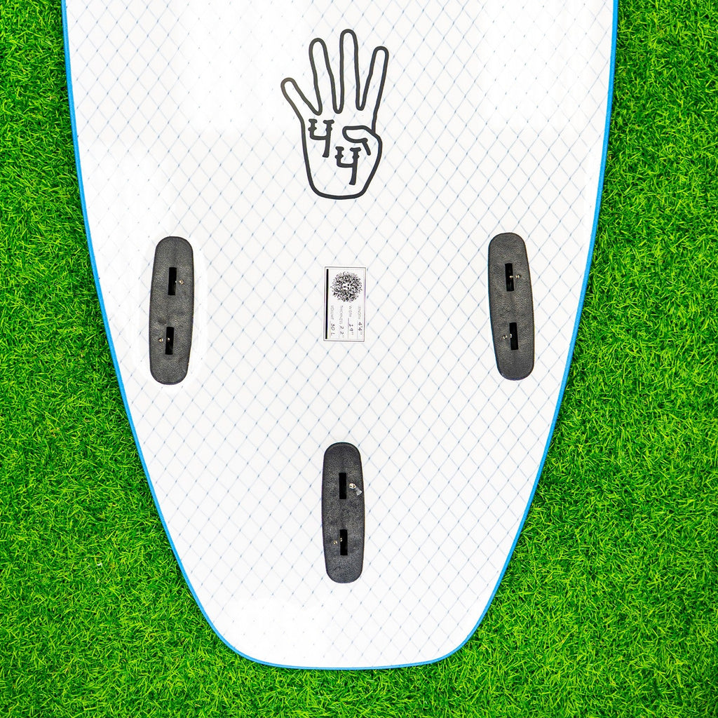 4-4 4ft 4in Bodyboard - Soft Top Short Foam Surfboard for Beginners and Kids - Includes Leash and Fins