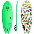 5-5 5ft 5in Fish - Soft Top Short Foam Surfboard for Beginners and Kids - Includes Leash and Fins