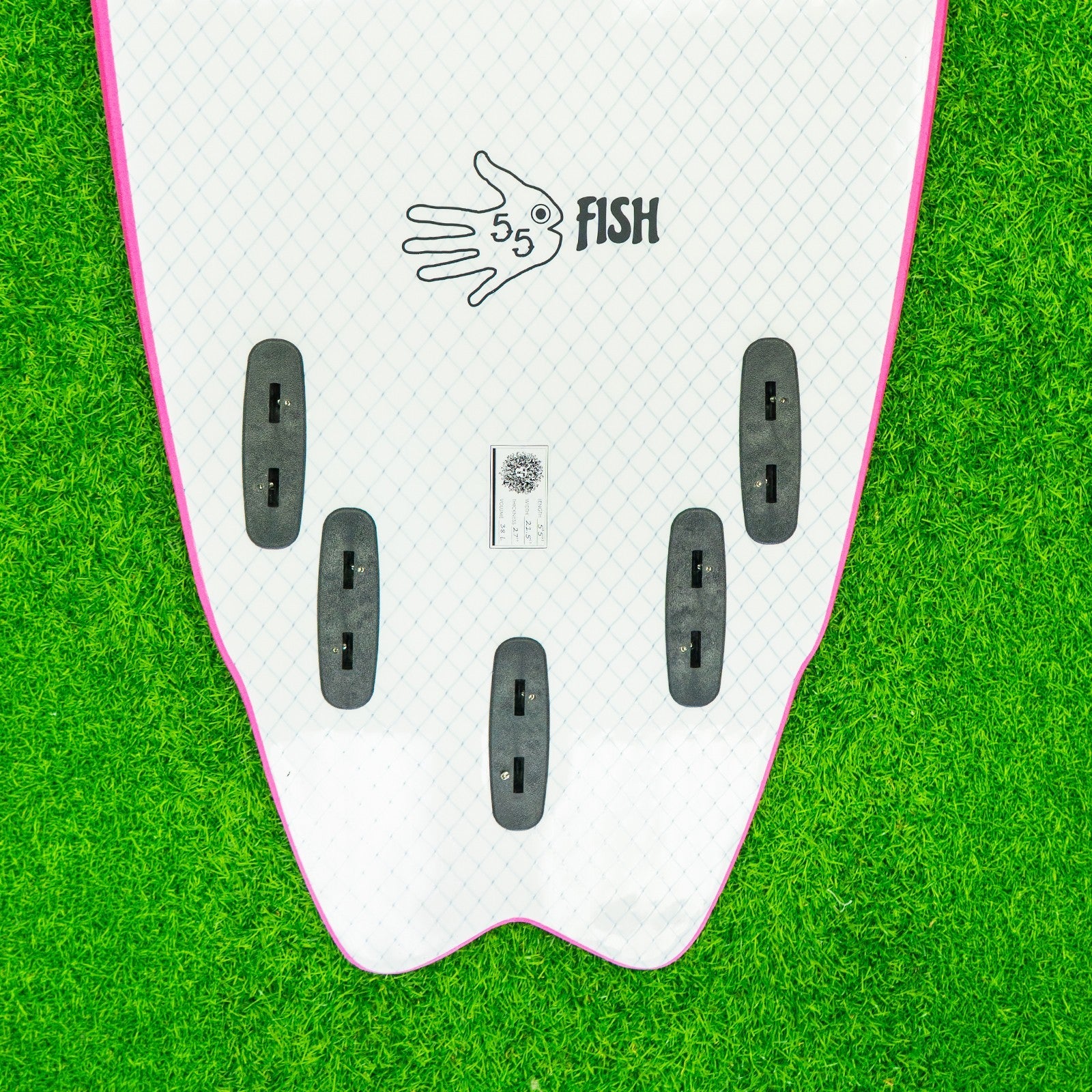 5-5 5ft 5in Fish - Soft Top Short Foam Surfboard for Beginners and Kids - Includes Leash and Fins