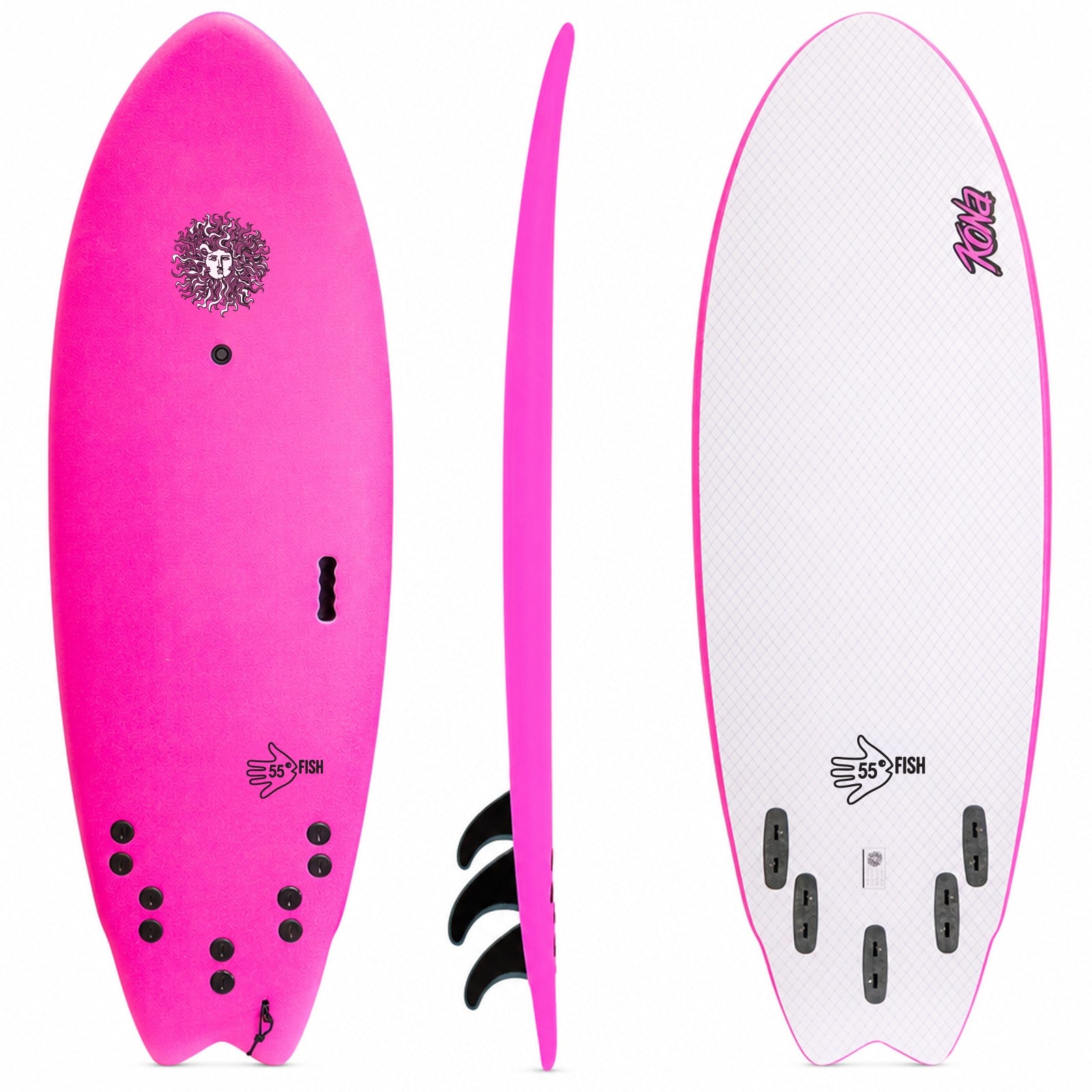 5-5 5ft 5in Fish - Soft Top Short Foam Surfboard for Beginners and Kids - Includes Leash and Fins