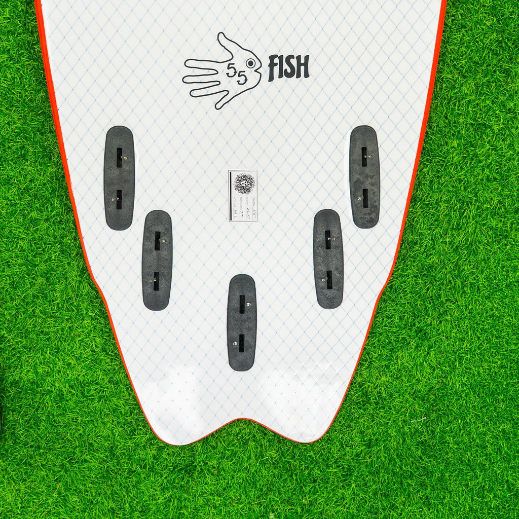 5-5 5ft 5in Fish - Soft Top Short Foam Surfboard for Beginners and Kids - Includes Leash and Fins