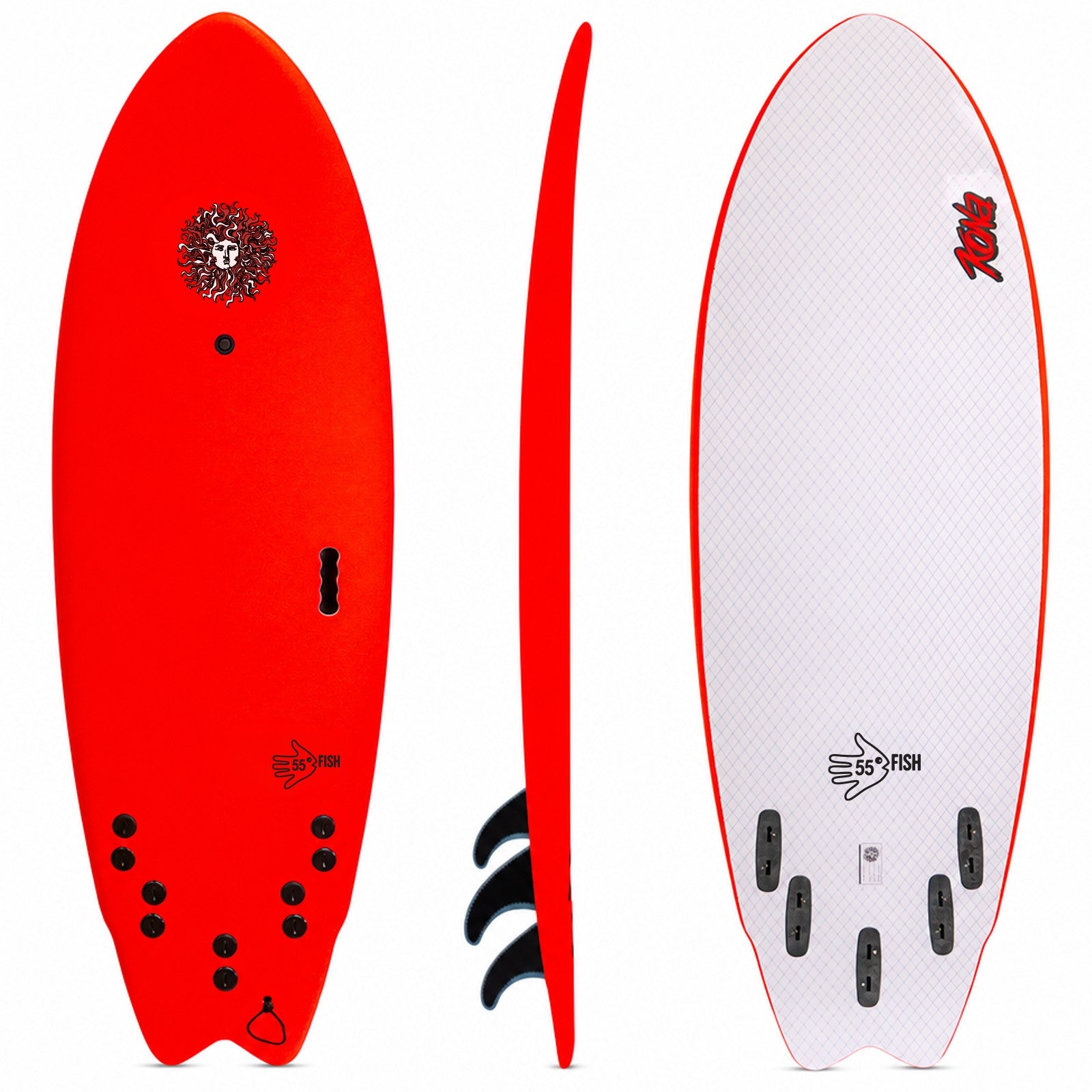5-5 5ft 5in Fish - Soft Top Short Foam Surfboard for Beginners and Kids - Includes Leash and Fins