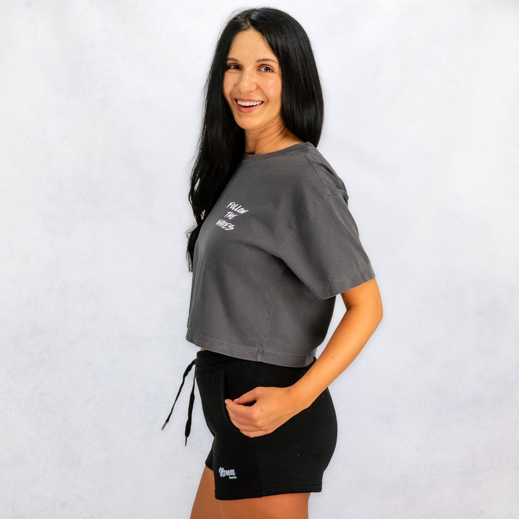 Follow the Waves Brush Womens Cropped T-Shirt