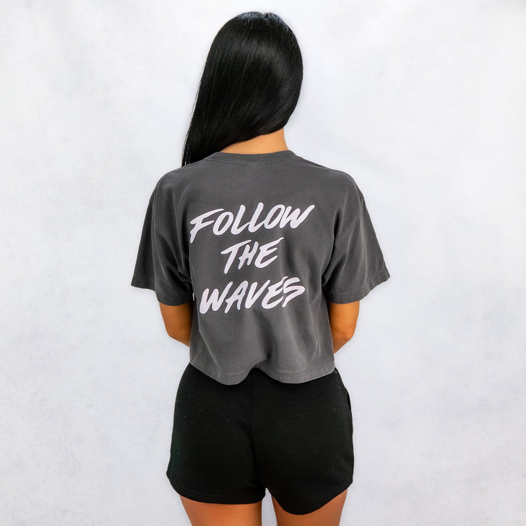 Follow the Waves Brush Womens Cropped T-Shirt