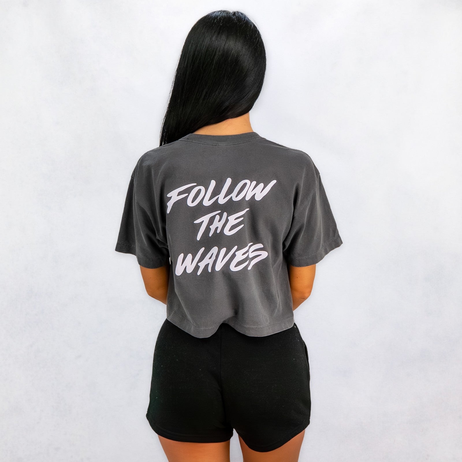 Follow the Waves Brush Womens Cropped T-Shirt