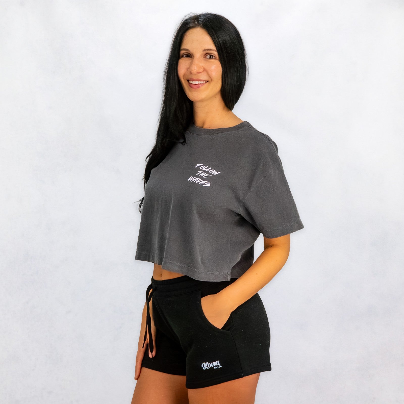 Follow the Waves Brush Womens Cropped T-Shirt