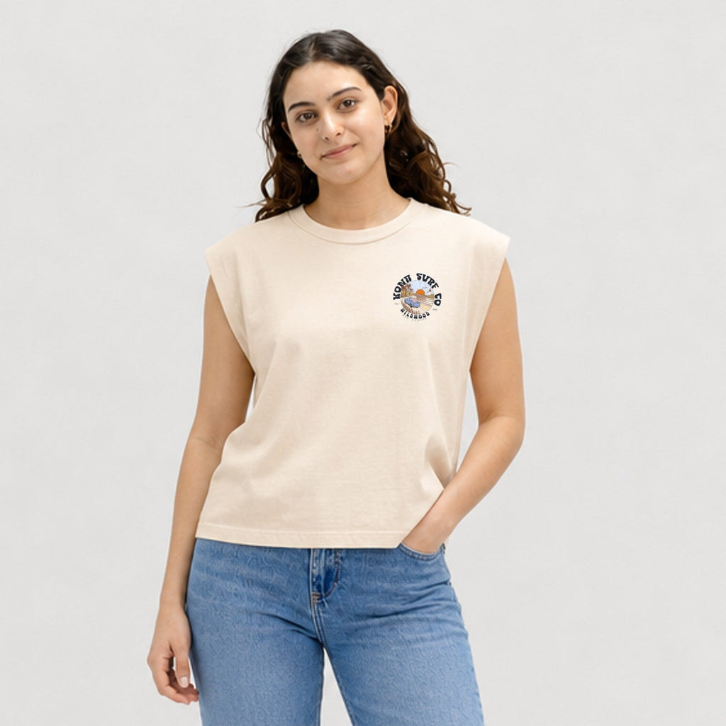 Road to the Beach Womens Cropped Tank Top