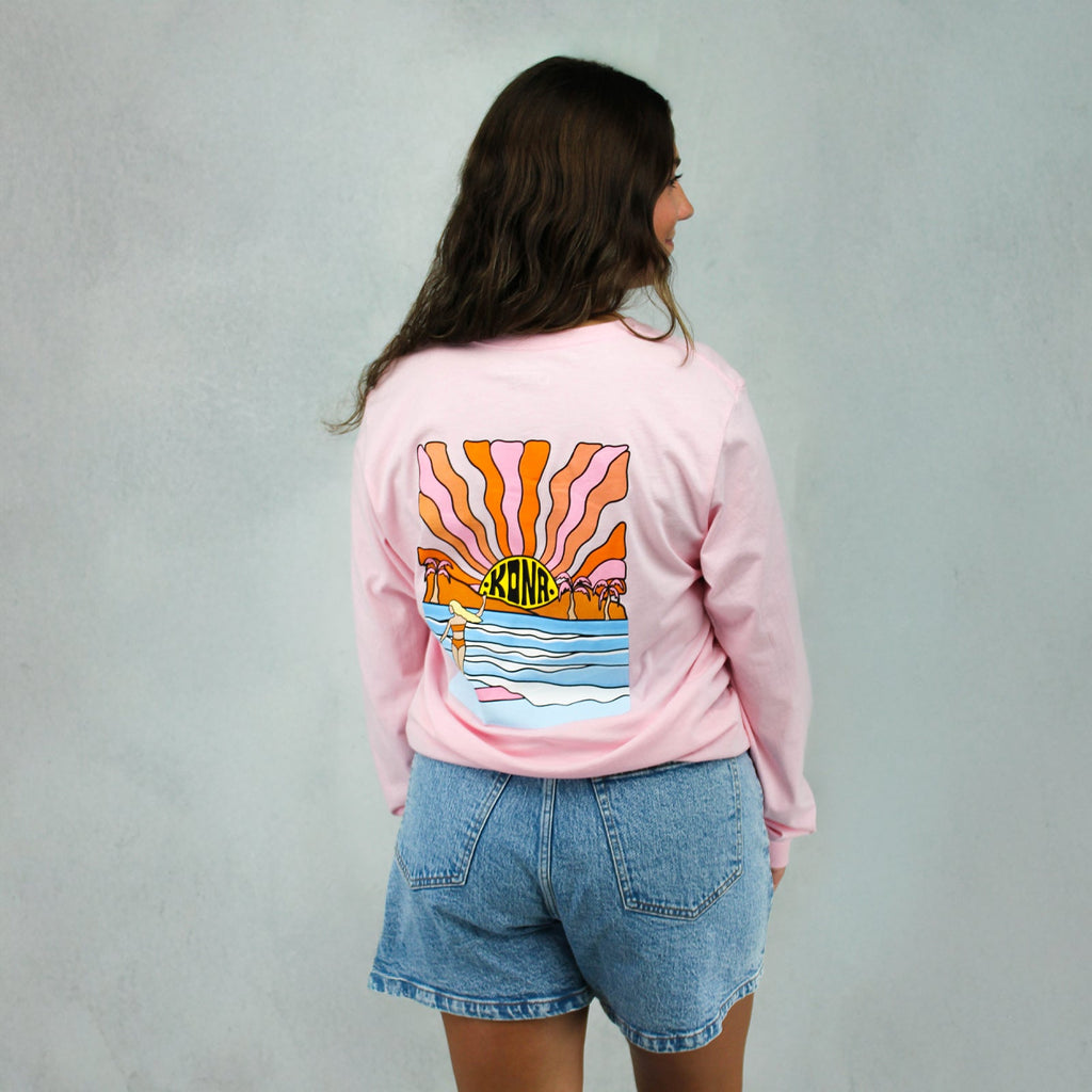 Evening Surfer Womens Long Sleeve Shirt