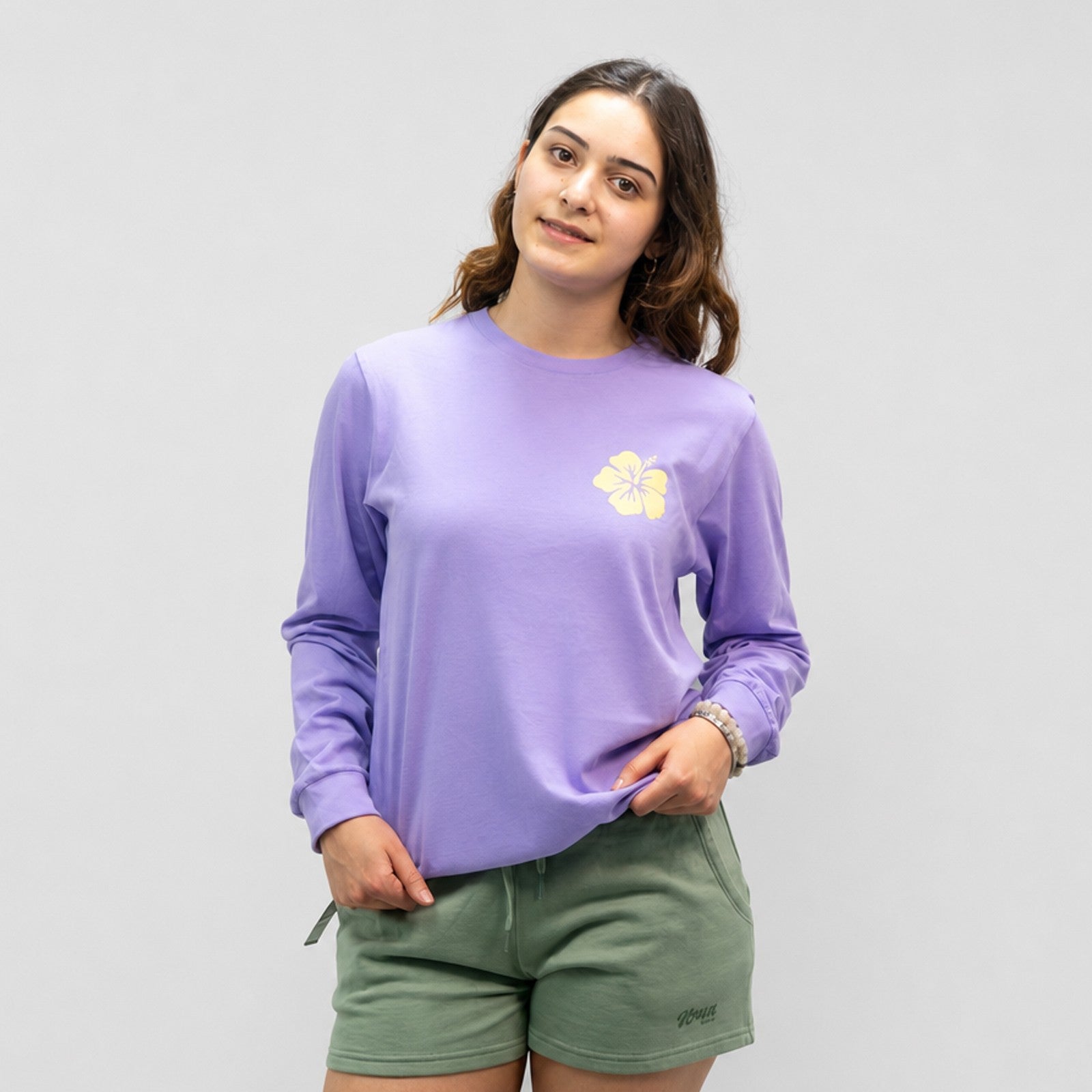 Hibiscus Puff Womens Long Sleeve Shirt