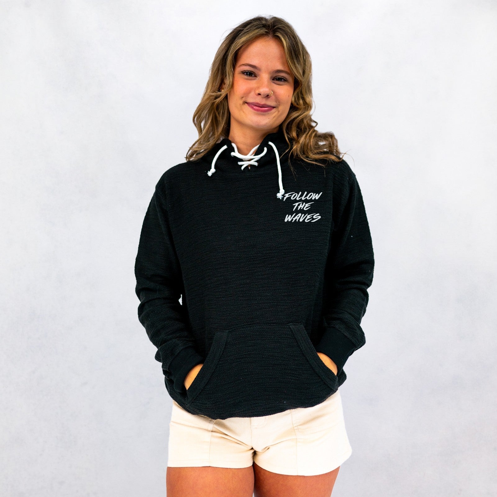 Follow the Waves Brush Womens Baja Pullover Hoodie